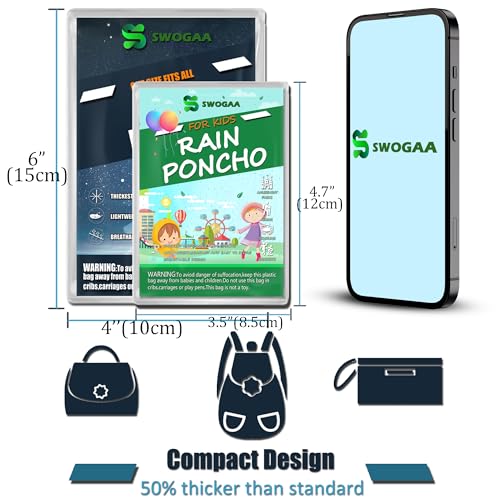 Thumbnail 4 de SWOGAA Disposable Rain Ponchos for Adults & Kids – Extra Thick 6 Pack