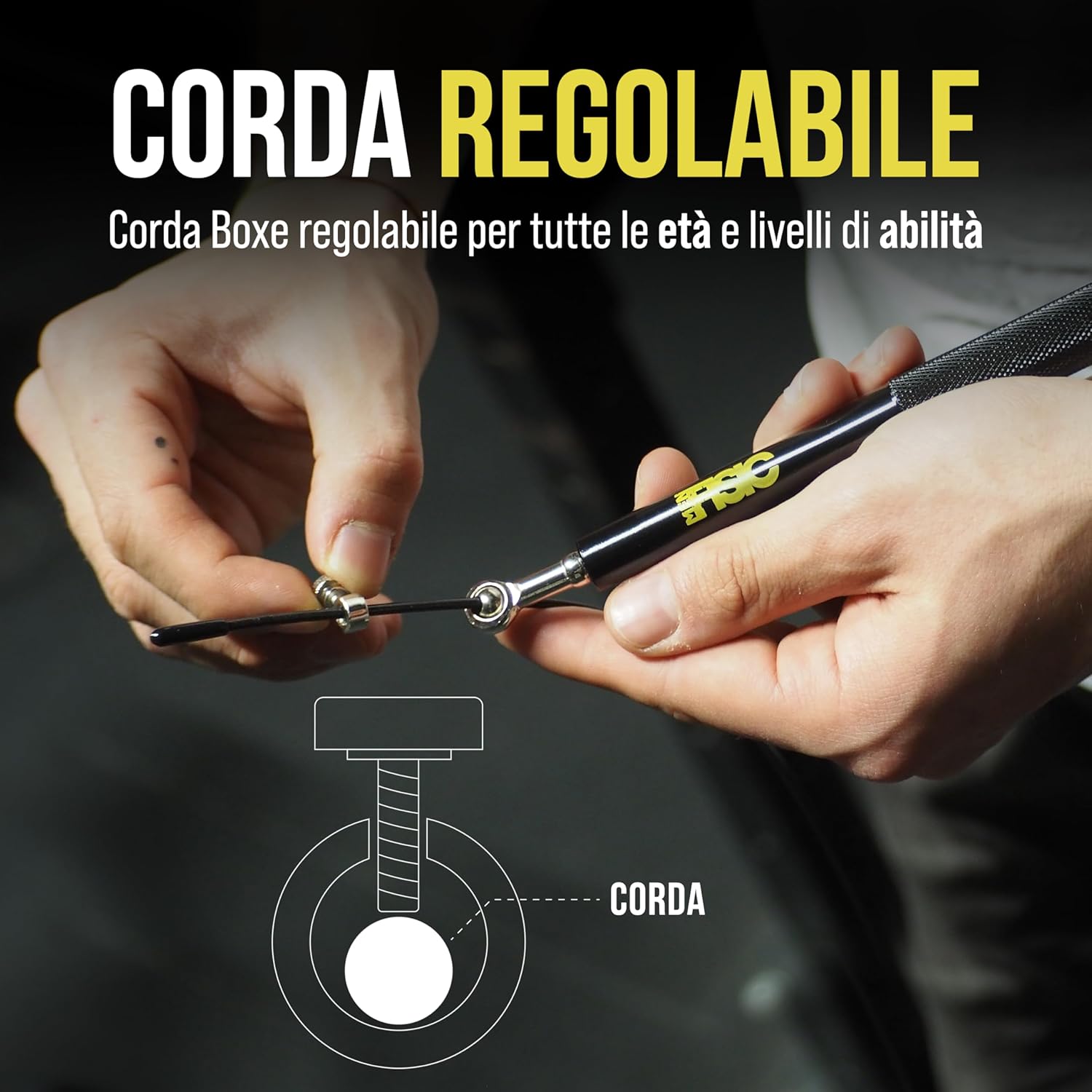 Thumbnail 2 de DISTOCK Corda per Saltare Professionale Palestra 3,5 m – Corda Crossfit Double Under, Nero o Argento