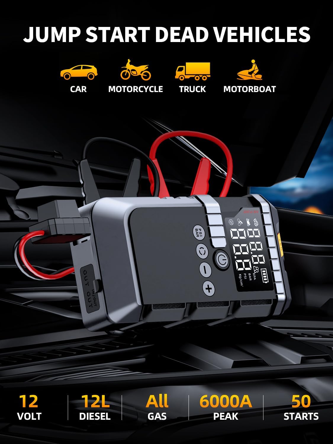 Detalle 2 de Carzip Jump Starter with Air Compressor CYD21