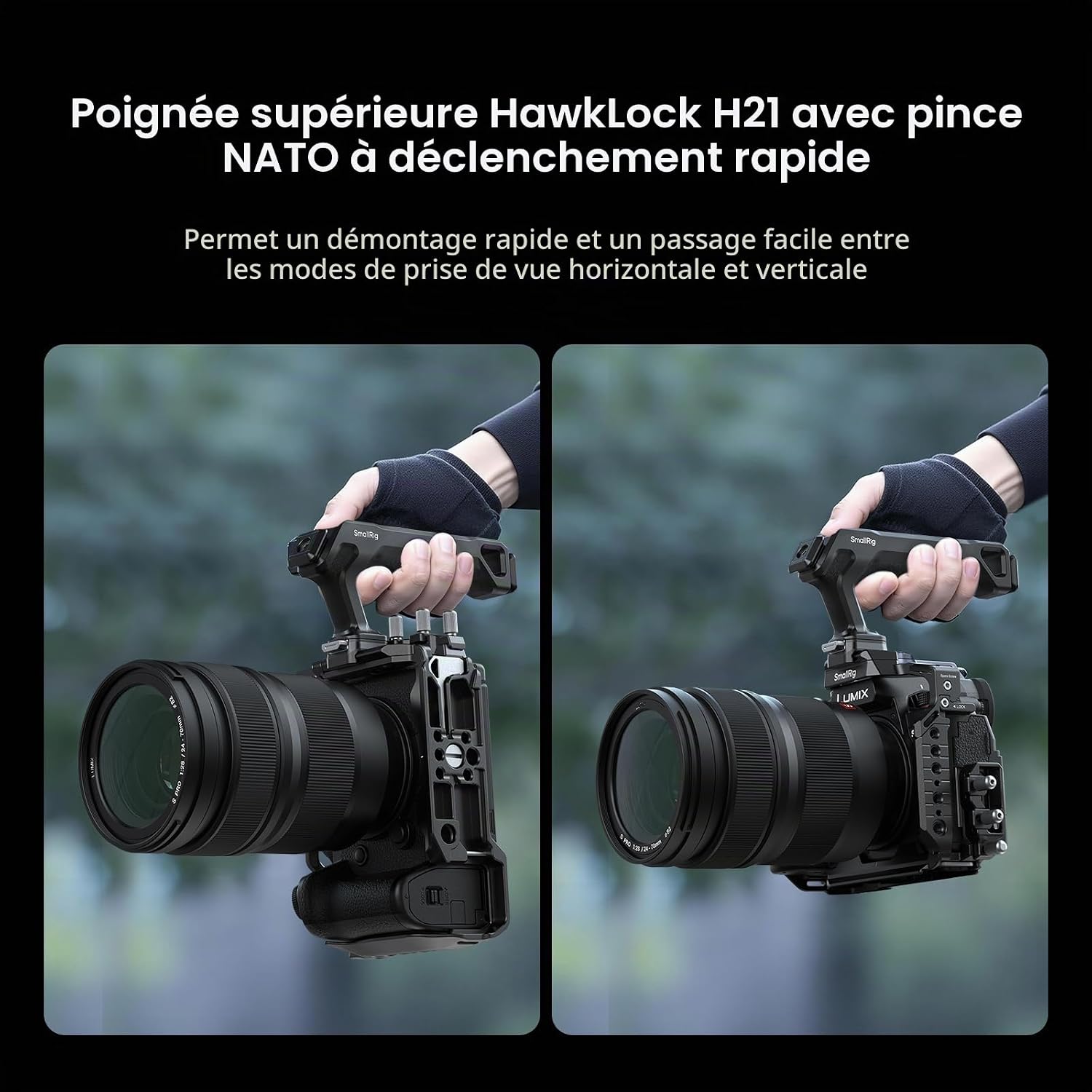 Detalle de Kit Cage SMALLRIG 5752 pour Panasonic G9 II / S5 II / S5 IIX avec Poignée NATO et Serre-Câble HDMI/USB-C