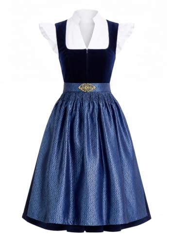 Detalle de Dirndl Damen Midi Dirndlkleid Lang Samt Trachtenkleid 3 Teilig von XIVIVII