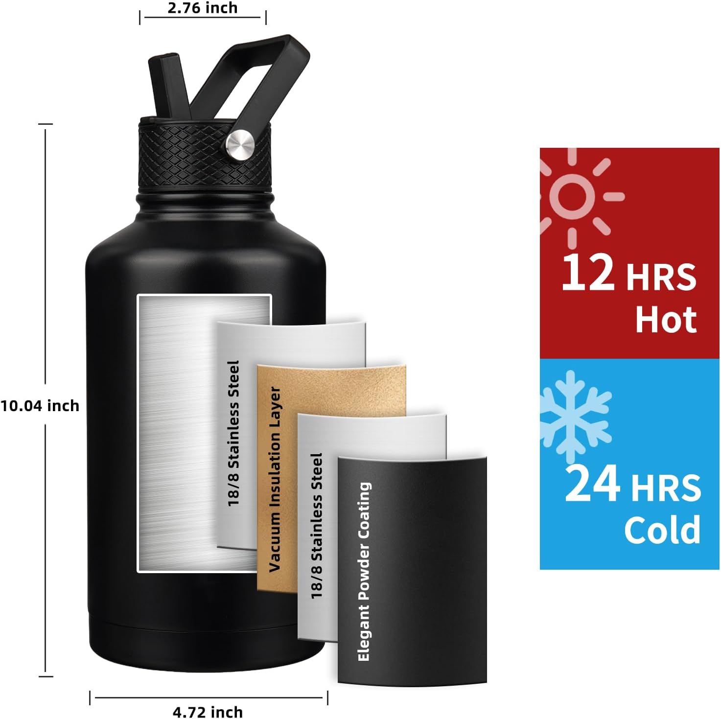 Thumbnail 1 de YONICOER Insulated Water Bottle 64oz, triple-wall 🥤