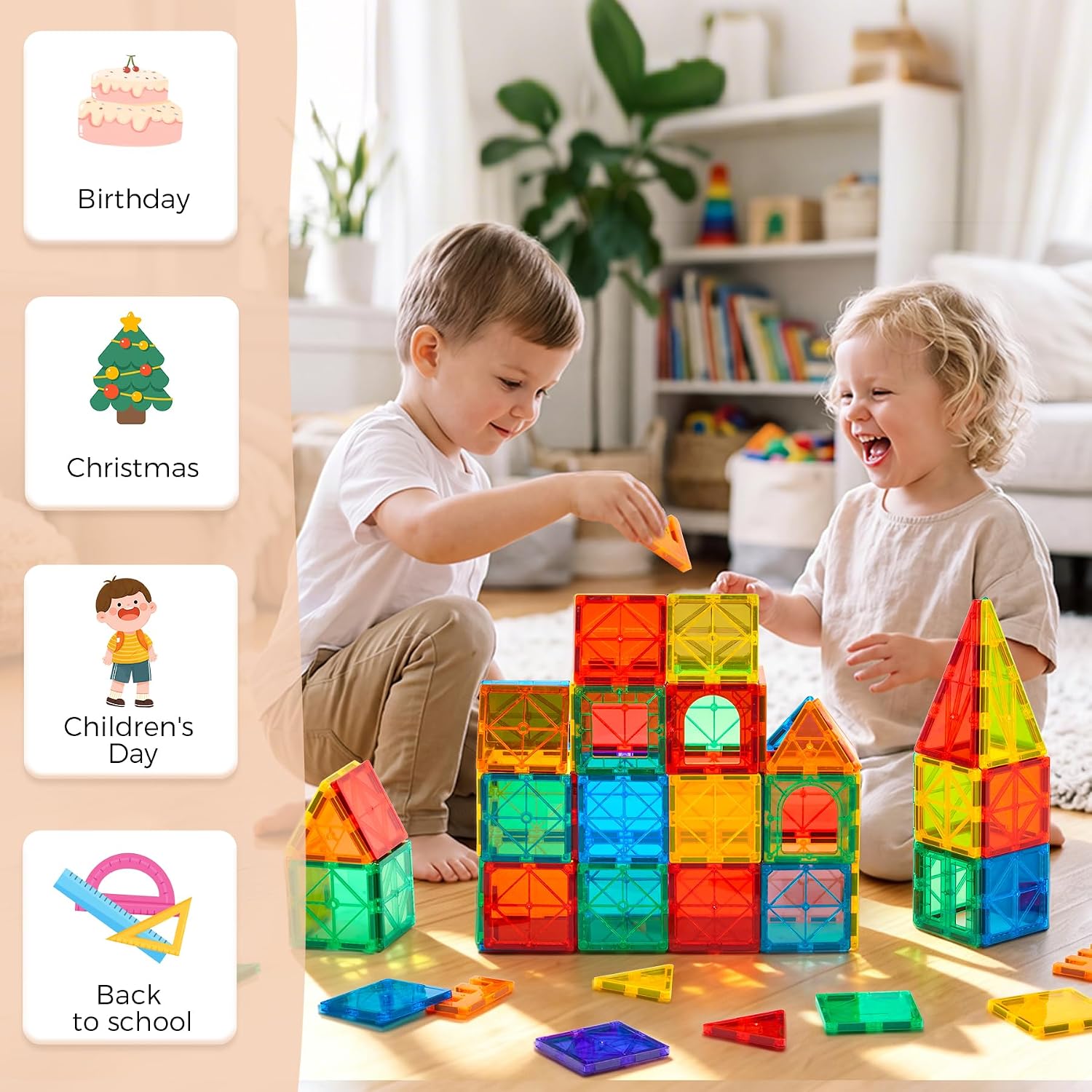 Detalle 2 de FNJO Magnetic Tiles 110-Piece Set