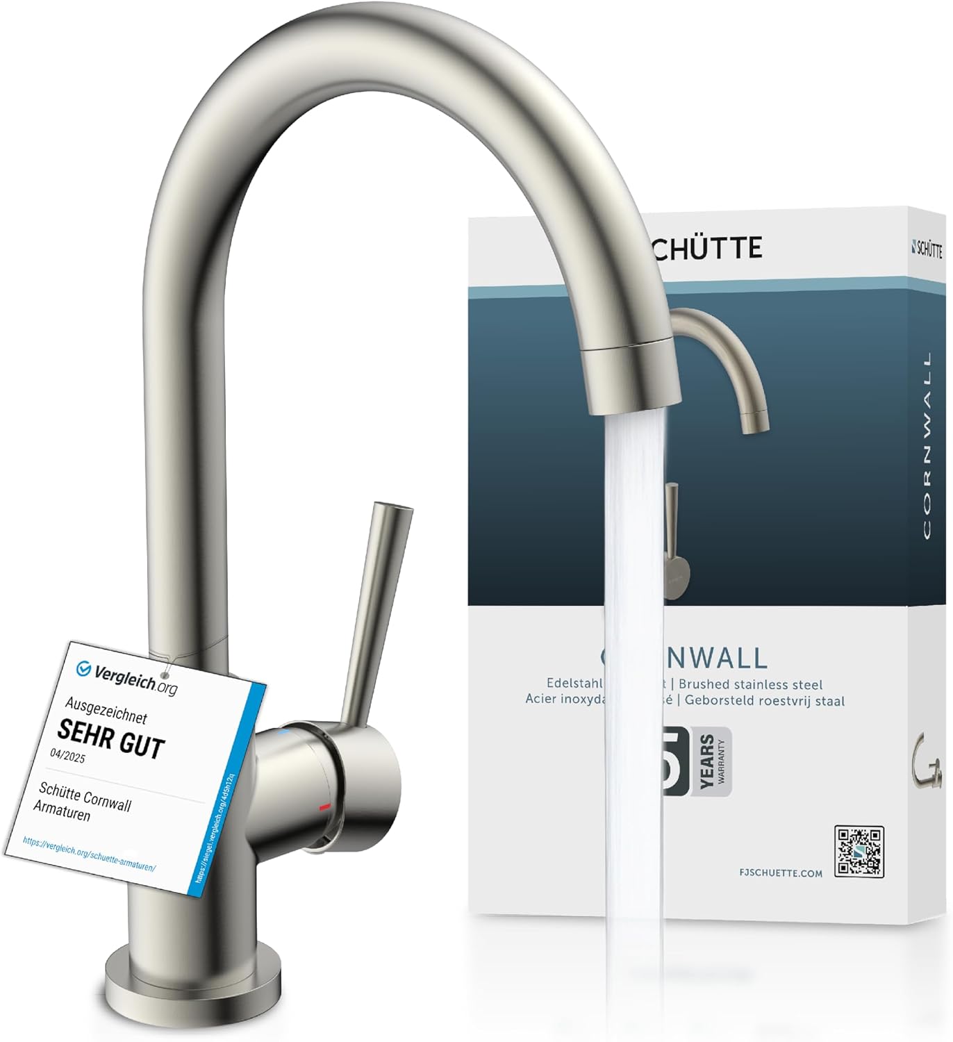 SCHÜTTE 79126 Robinet de cuisine Cornwall — mitigeur pivotant 360° et Cold-Start
