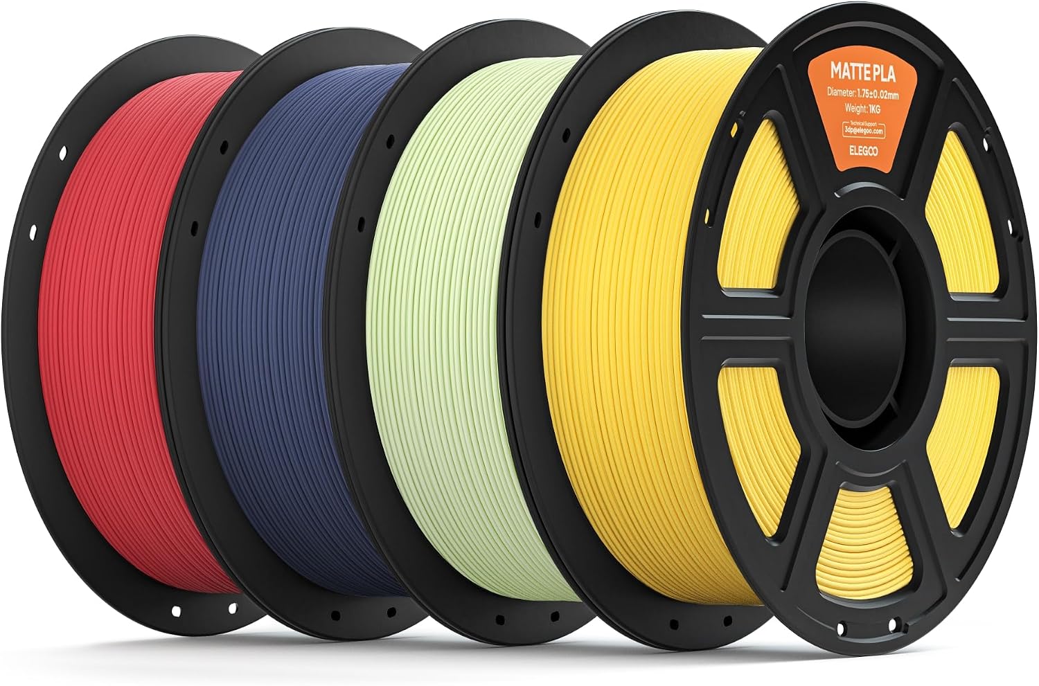 Detalle de ELEGOO Matte PLA Filament 1.75mm Bundle (4KG) – Pastel Colours, 4x 1KG Spools