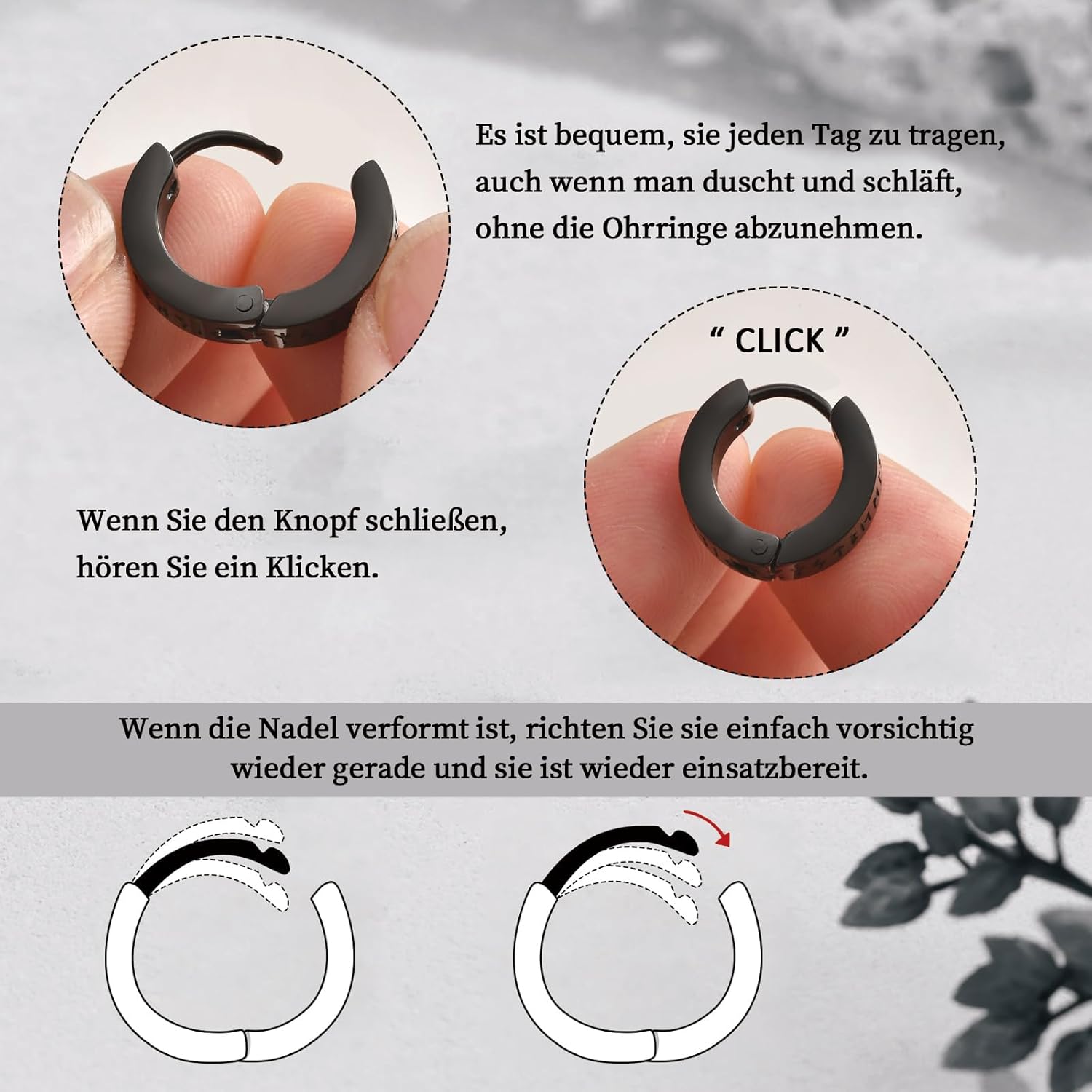 Thumbnail 5 de FLHEART Nordischer Wikinger Hoop Ohrring Herren - Amulett Schutz Schmuck Geschenke Edelstahl Herren Ohrstecker mit Nordic Elder Futhark Runen,Schwarz/Silber,1 Paar
FLHEART Nordischer Wikinger Hoop Ohrring H…