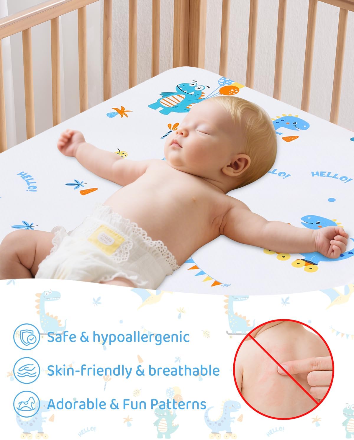 Detalle 1 de lasoftan 38" x 26" Pack and Play Mattress with Washable Waterproof Cover