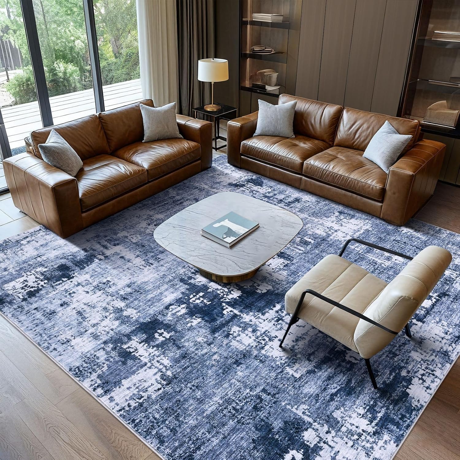 Thumbnail 4 de DMOYEST 8x10 Washable Navy Blue Area Rug ๐ก