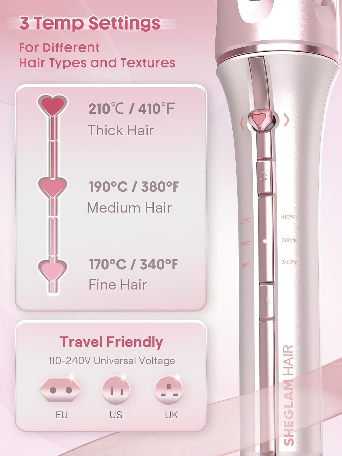 Detalle 1 de SHEGLAM Cupid's Charm arricciacapelli 32 mm