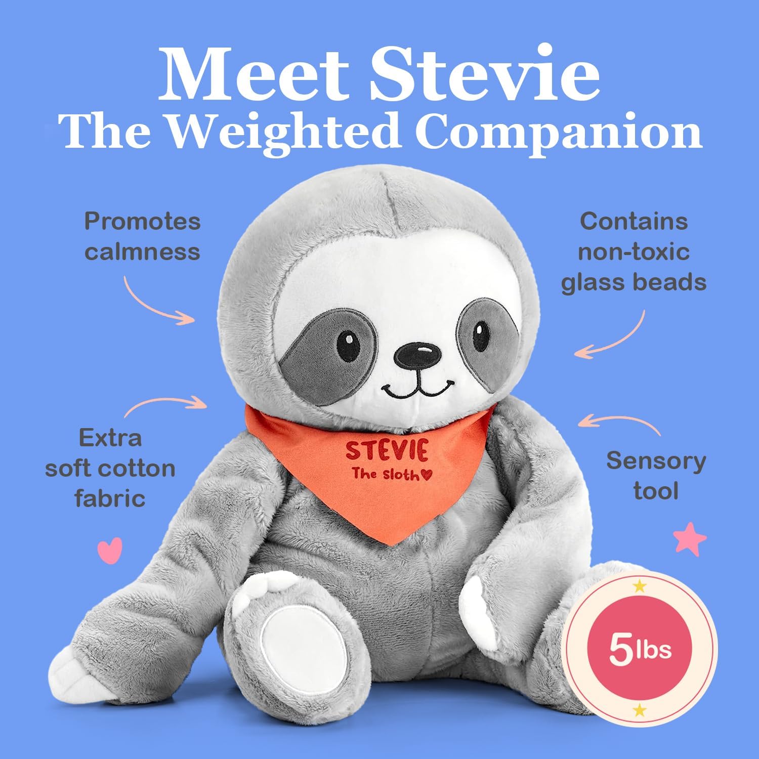 Detalle 2 de Lilly's Love Stevie The Sloth 5 lb Weighted Plush
