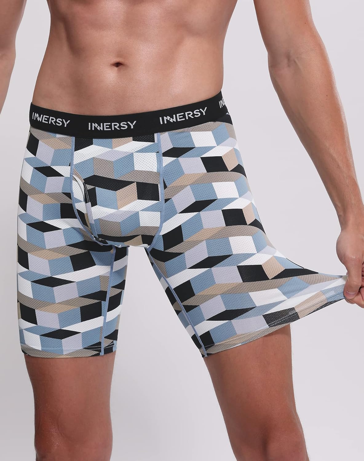 Thumbnail 2 de INNERSY Mens Long Leg Boxers Shorts Anti Chafing Underwear Trunks with Fly Mesh – Pack of 3