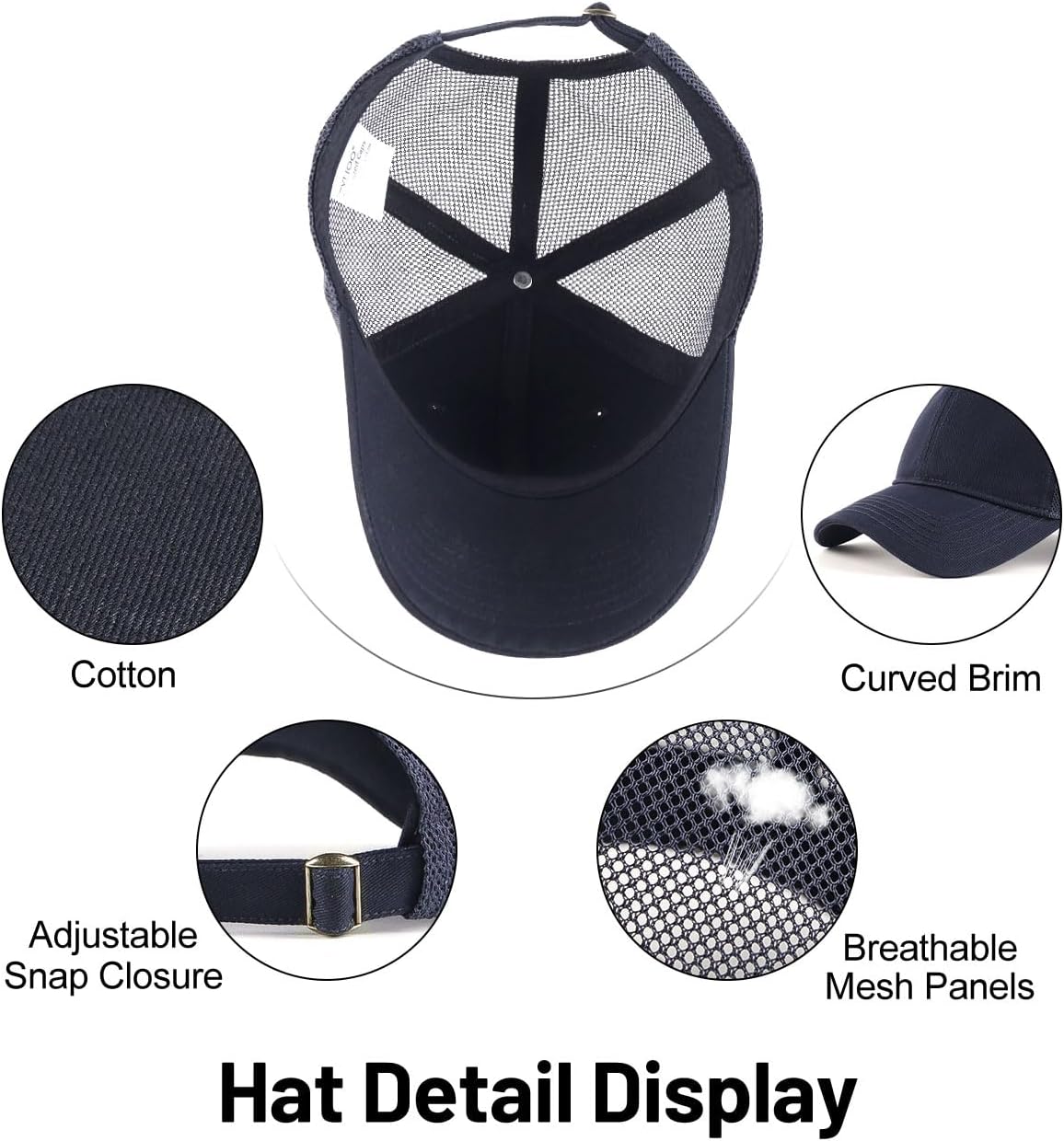 Detalle de Zylioo XL/XXL baseball cap (oversize) with standard or long brim for big heads