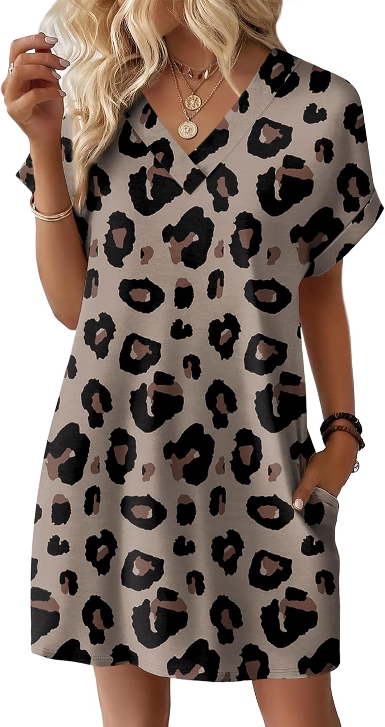 Detalle de WIHOLL Summer Dresses for Women: Casual T-Shirt Midi Dress with Pockets