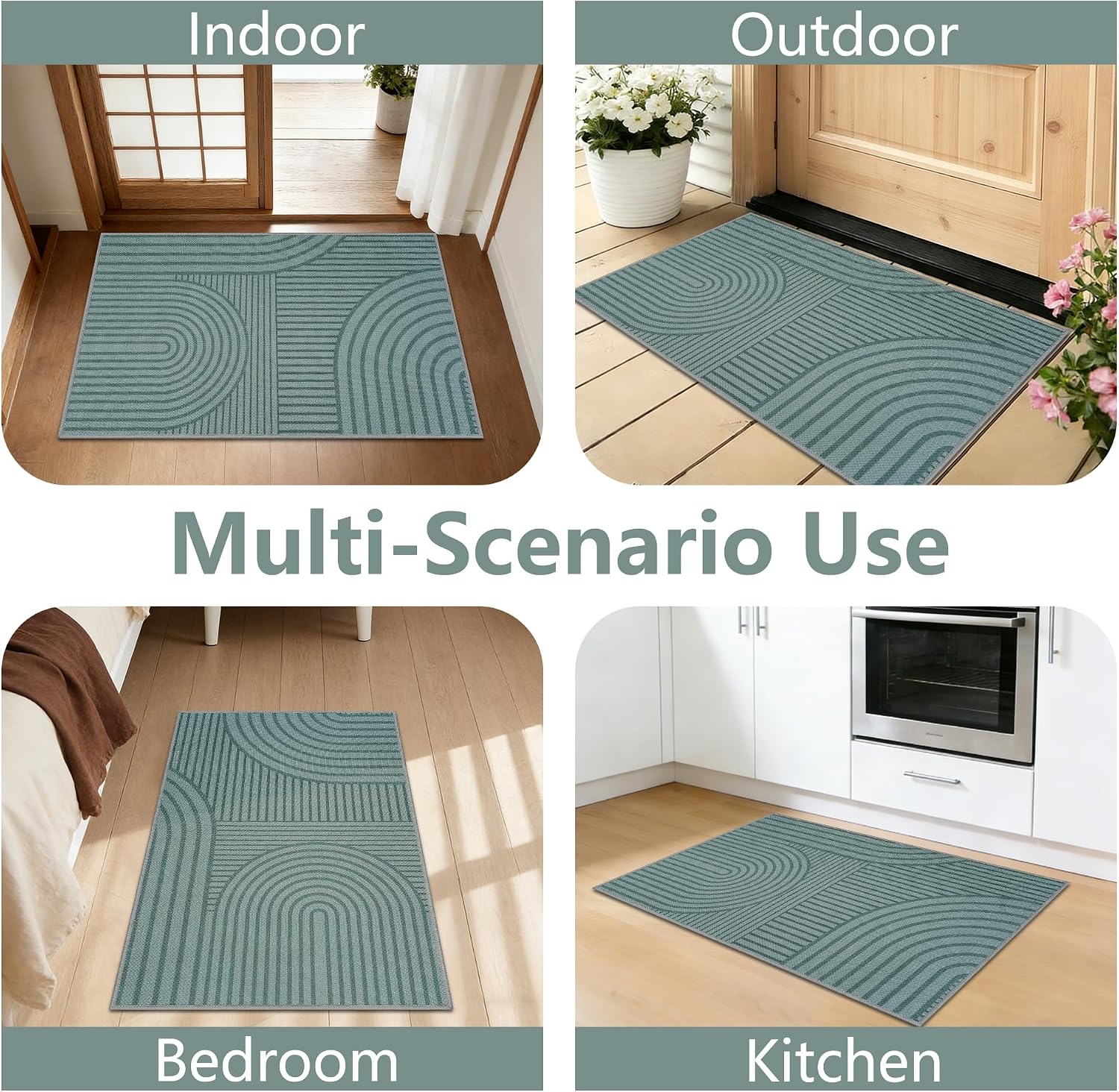 Detalle de Edlbaegy Indoor Door Mat 50x80cm: Non-slip, Washable, Absorbent Doormat in Grey