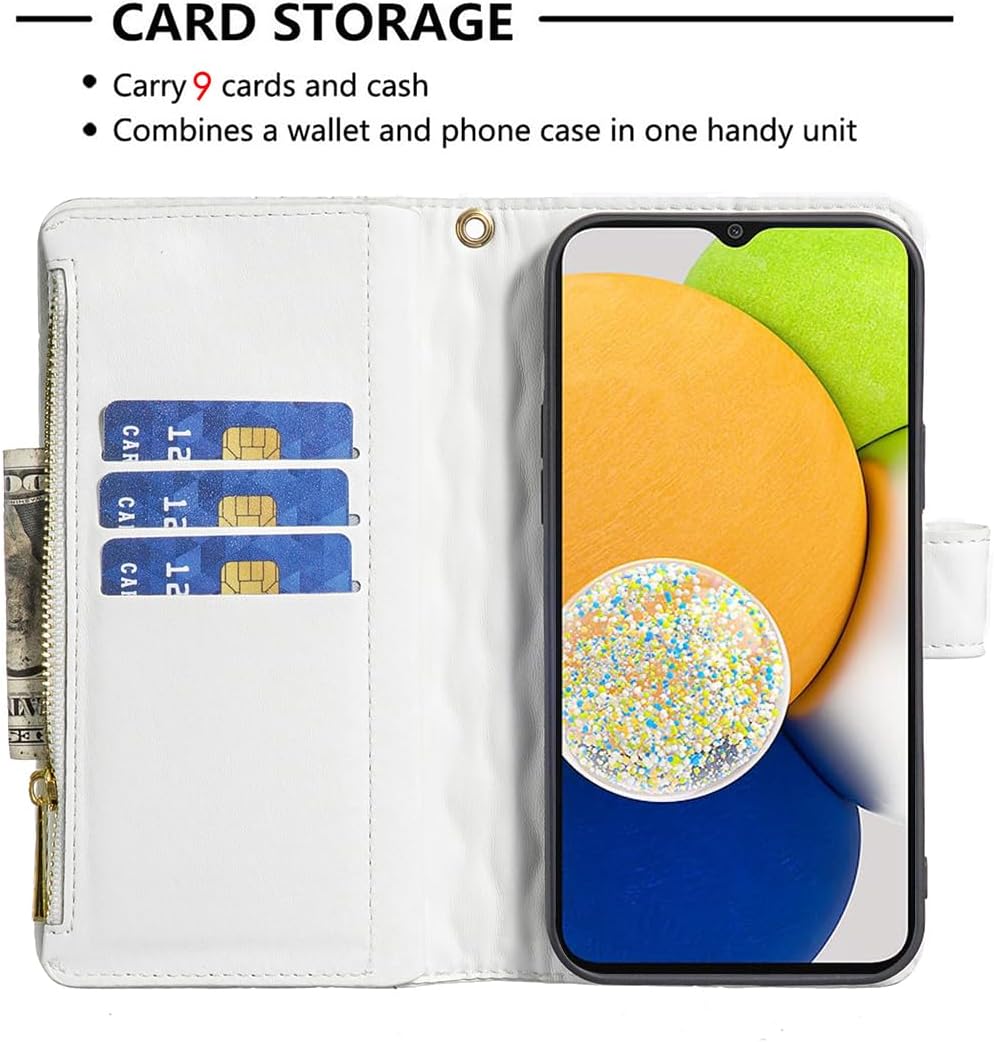 Detalle de Asuwish Wallet Case for Samsung Galaxy A04 — Tempered Glass Screen Protector, Card Holder & Kickstand
