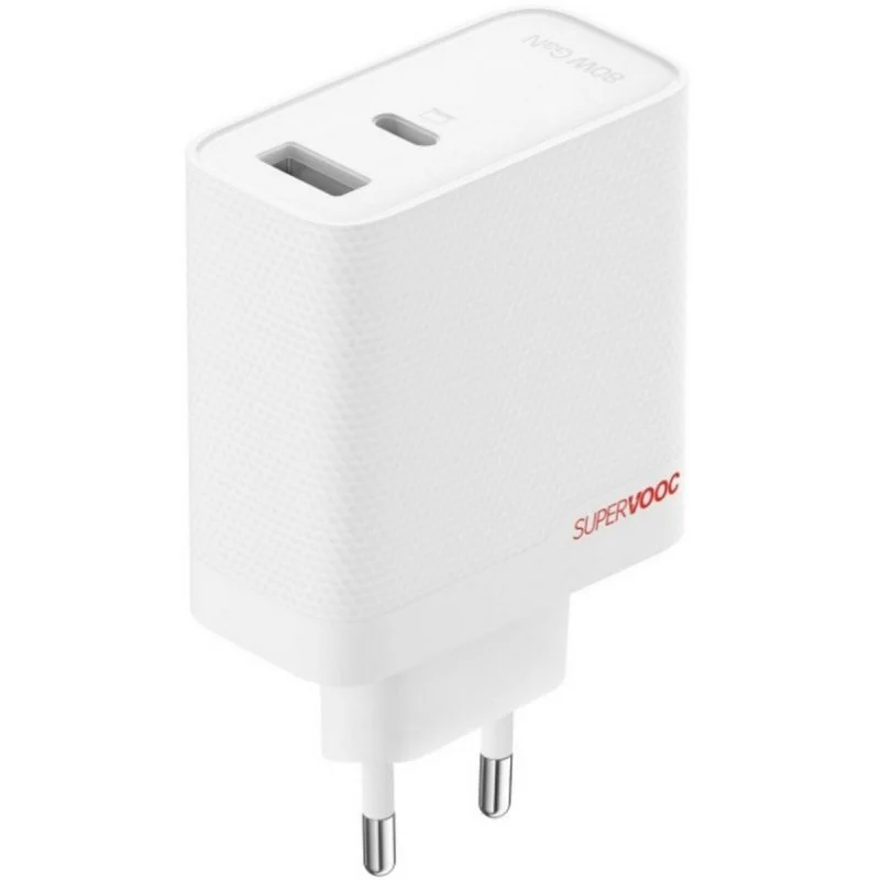 Detalle 2 de OnePlus GaN 80W: cargador doble USB-C/USB-A para uso intensivo y compacto