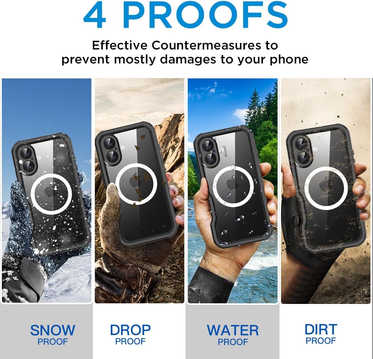 Detalle de AICase Waterproof Case for iPhone 16 (6.1-inch): Full-Body MagSafe Protection, IP68 underwater certified