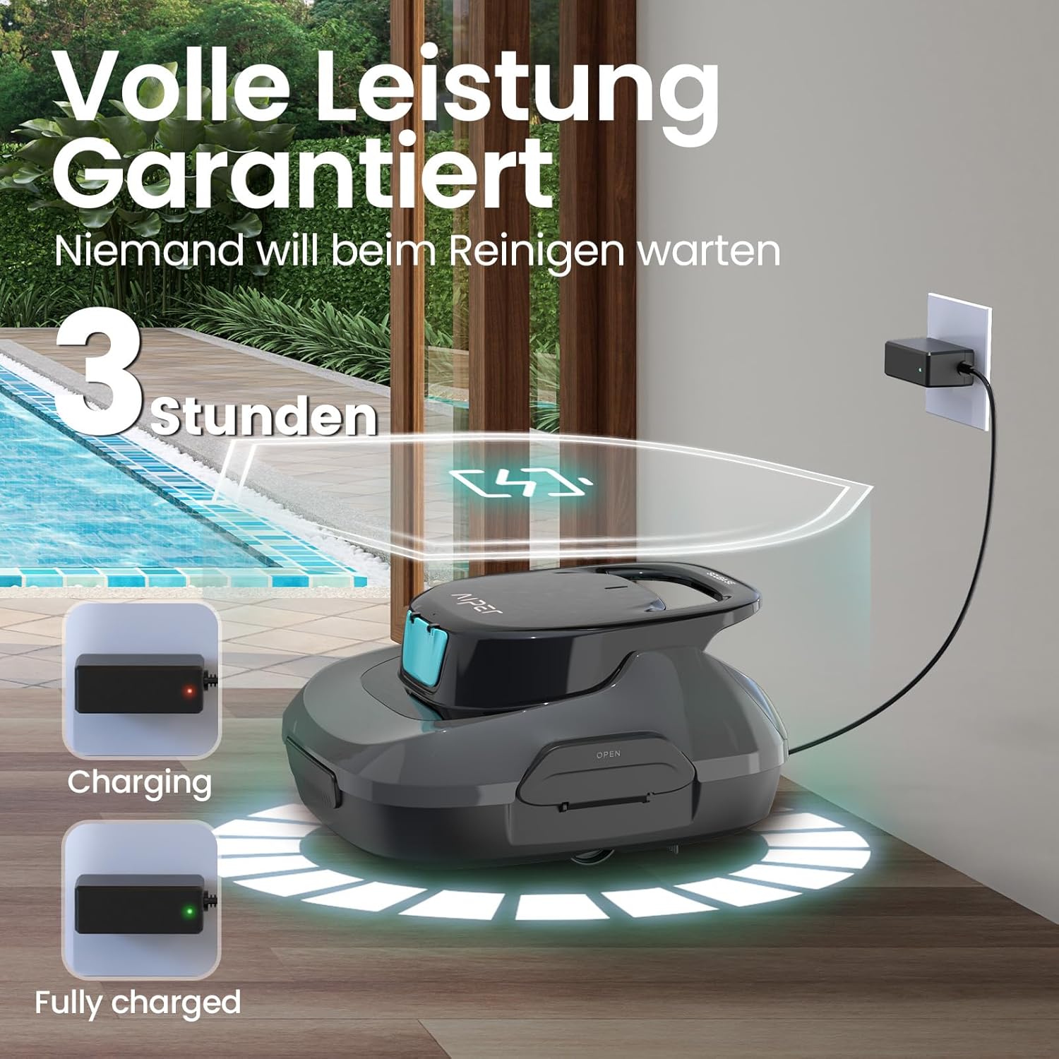 Detalle 2 de AIPER Scuba SE Poolroboter – kabelloser Akkupoolsauger für flachen Boden, 90 Minuten Reinigung