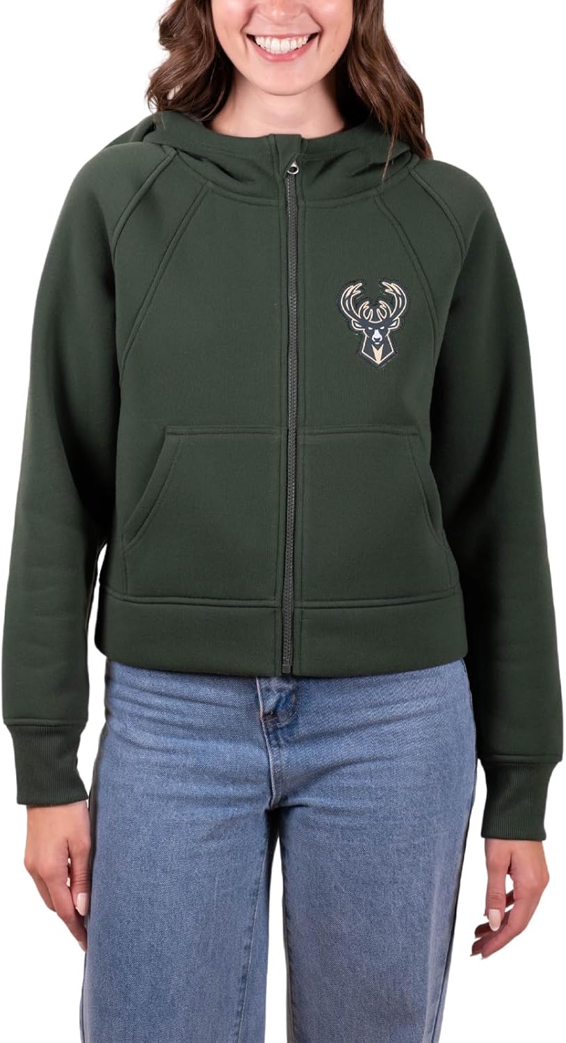 Detalle de Ultra Game Women’s NBA Official Super Soft Crop Top Full-Zip Jacket Hoodie