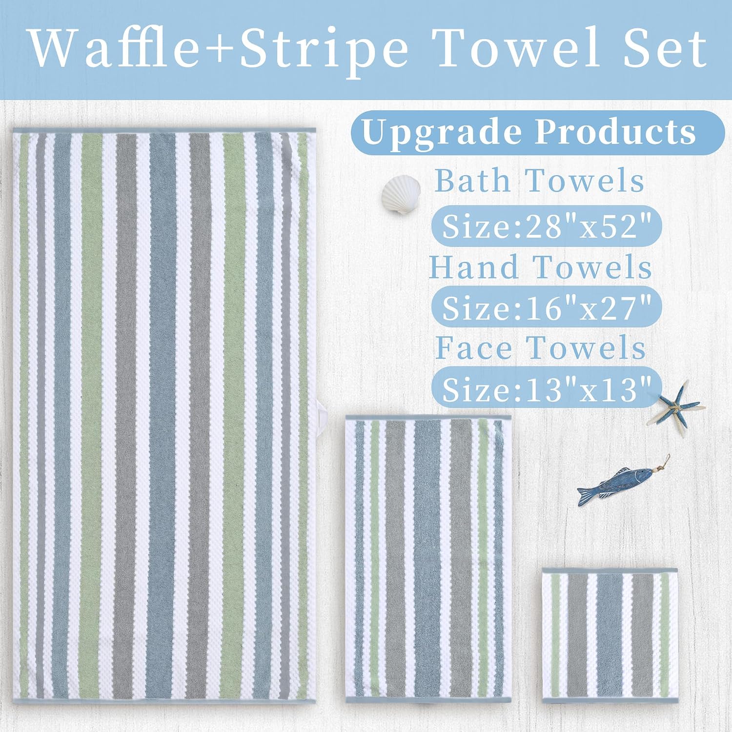 Detalle de Waffle washcloths 6 pack, 13x13 in cotton
