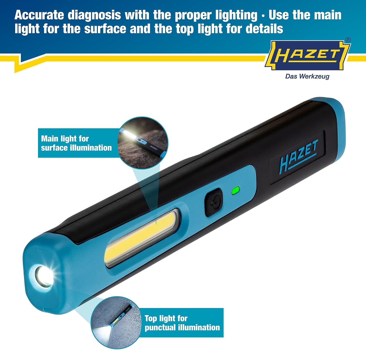 Thumbnail 5 de HAZET 1979-11 – lampa warsztatowa LED z magnesem, USB-C i ściemnianiem