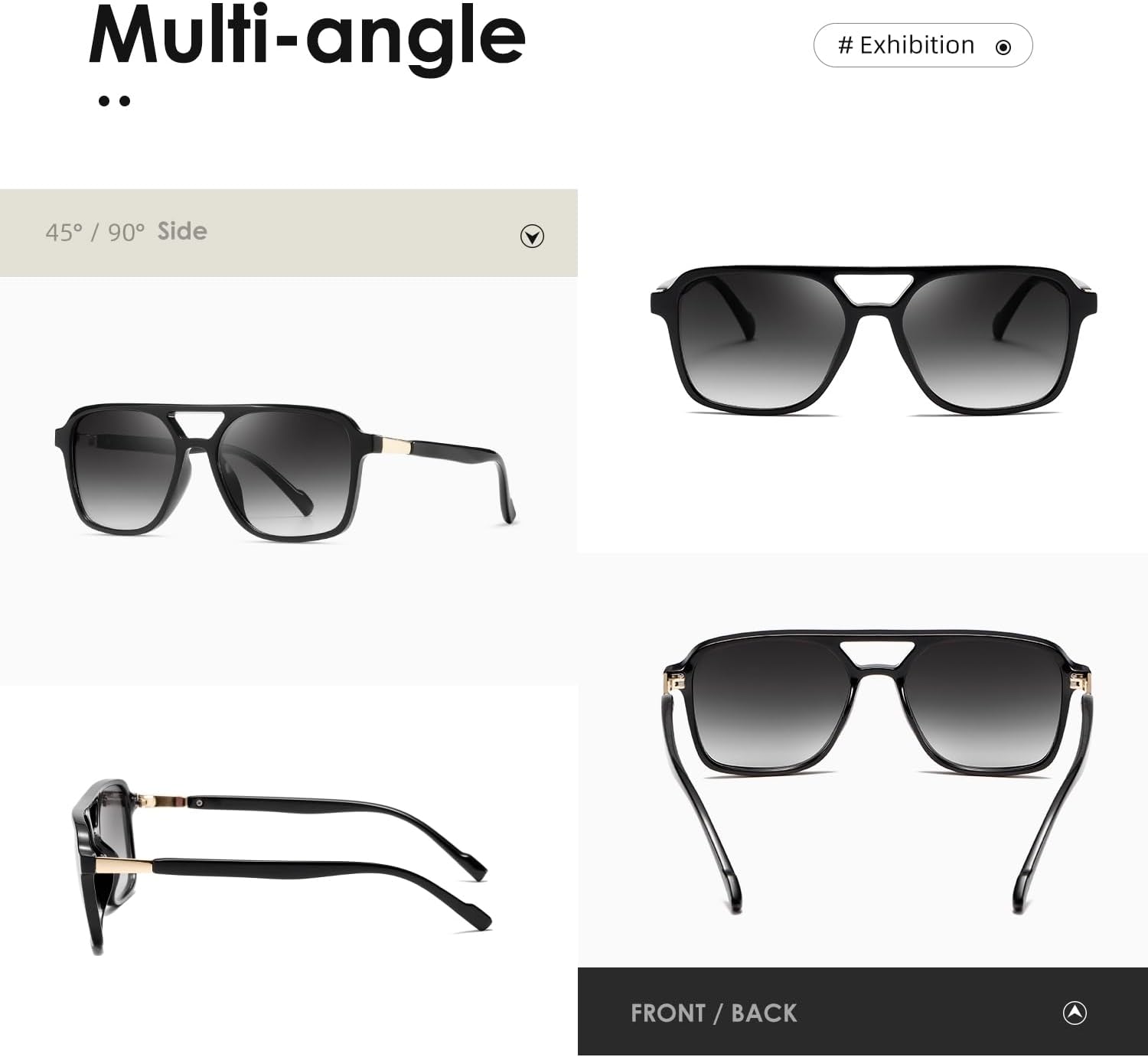 Thumbnail 4 de kimorn Retro Sonnenbrille für Damen & Herren – rechteckiger Vintage-Rahmen mit UV400-Schutz (K1649)