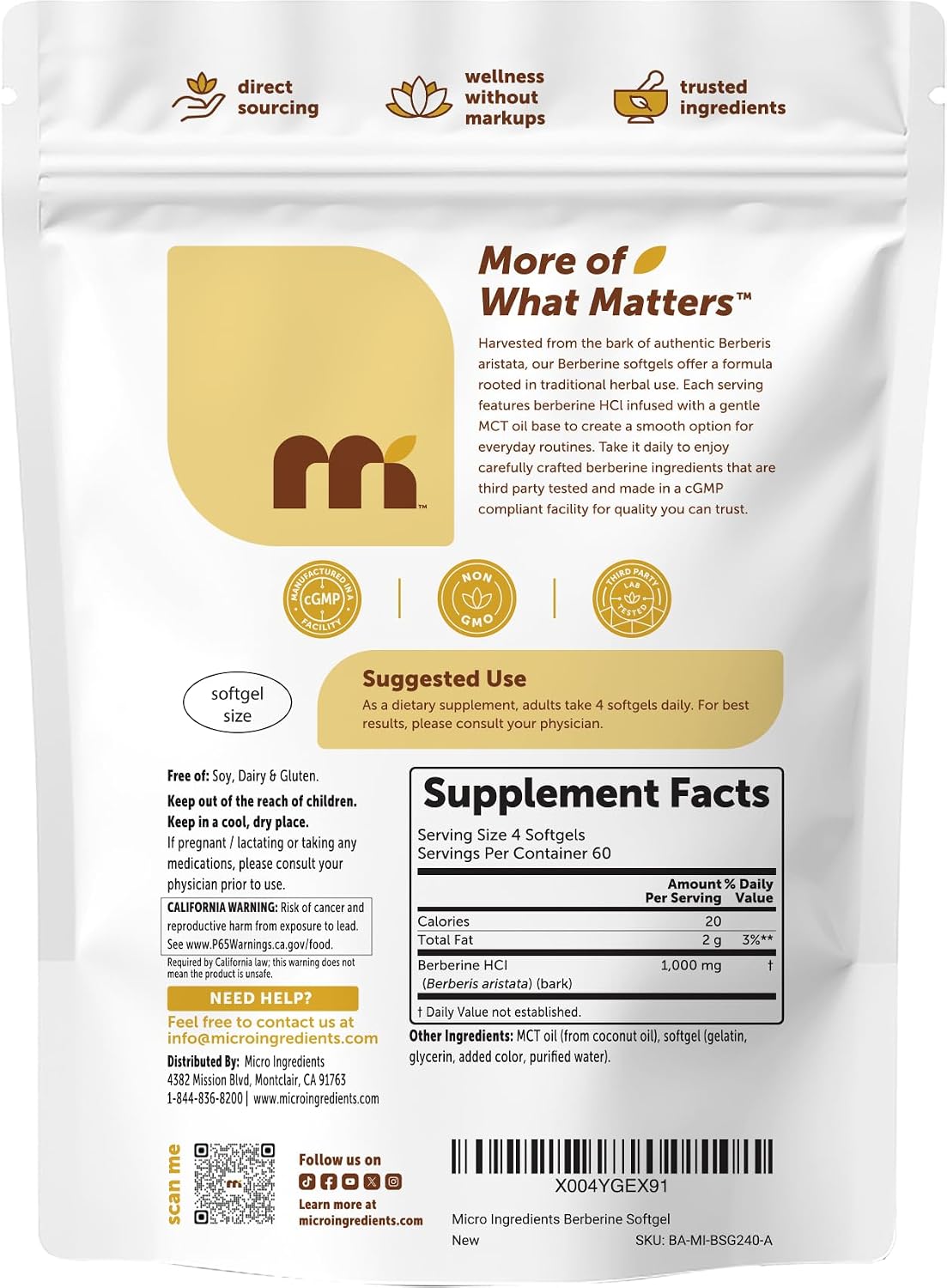Thumbnail 6 de Micro Ingredients Berberine Softgels 240 Softgels