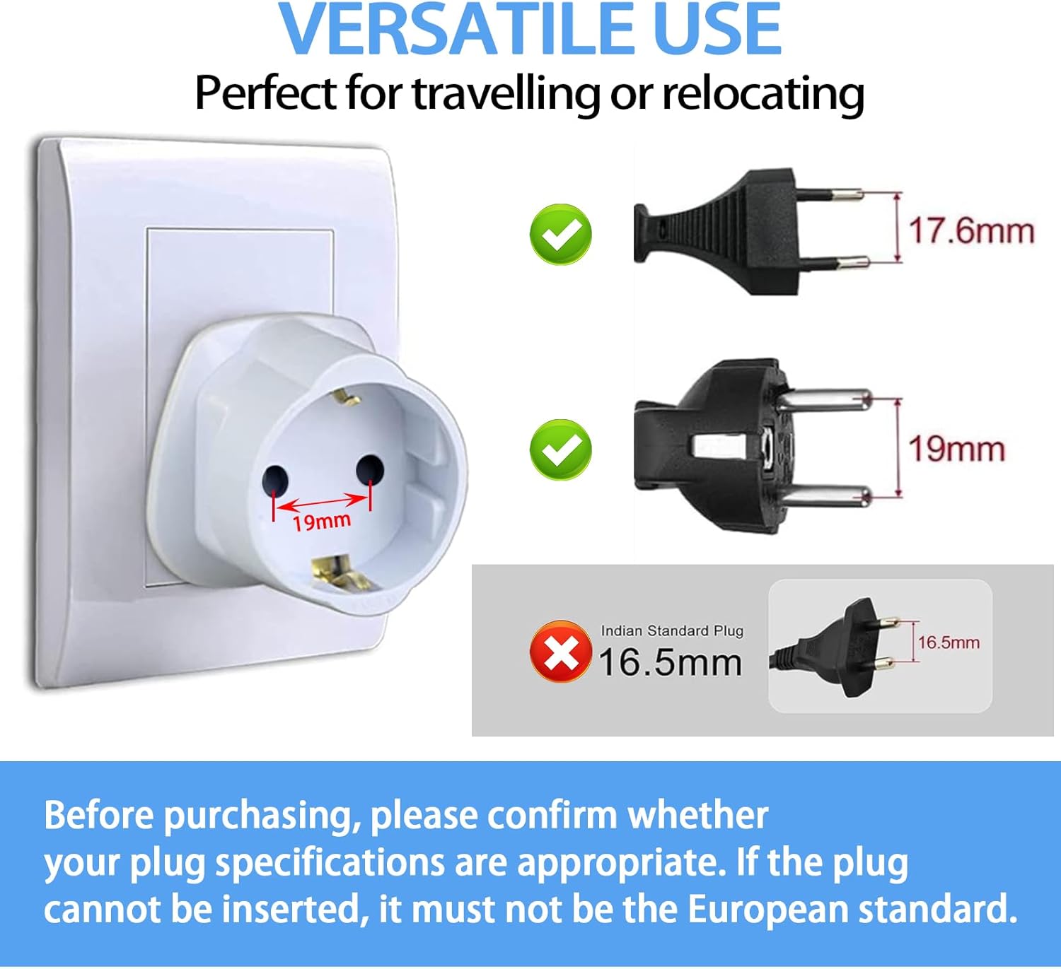 Thumbnail 1 de European to UK plug adapter 2 pack 13A