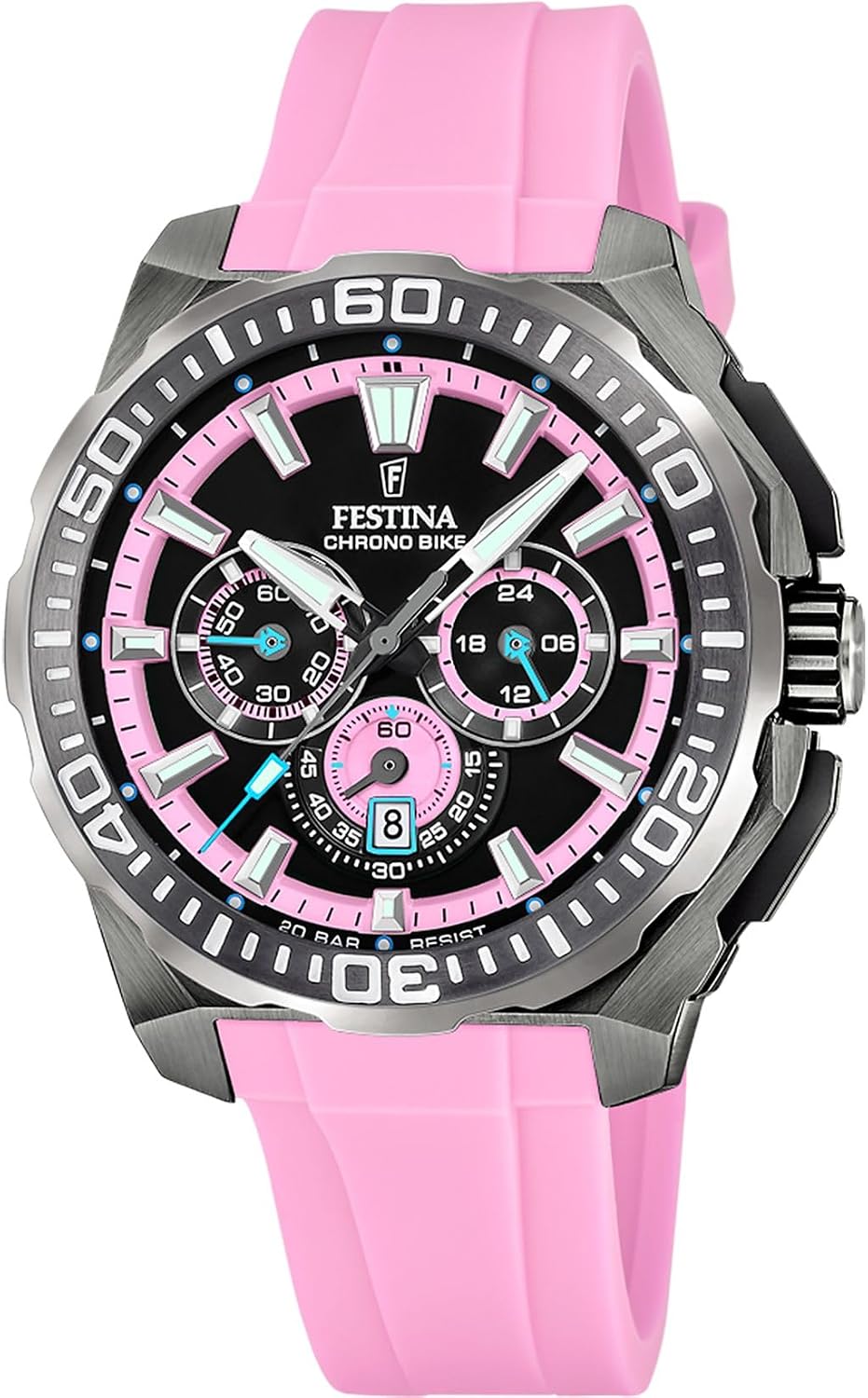 Thumbnail 3 de Festina Herrenuhr Analog – Kautschuk Rosa, Quarzwerk, Chronograph, Datum, 20 ATM – F20725/2 Chrono Bike