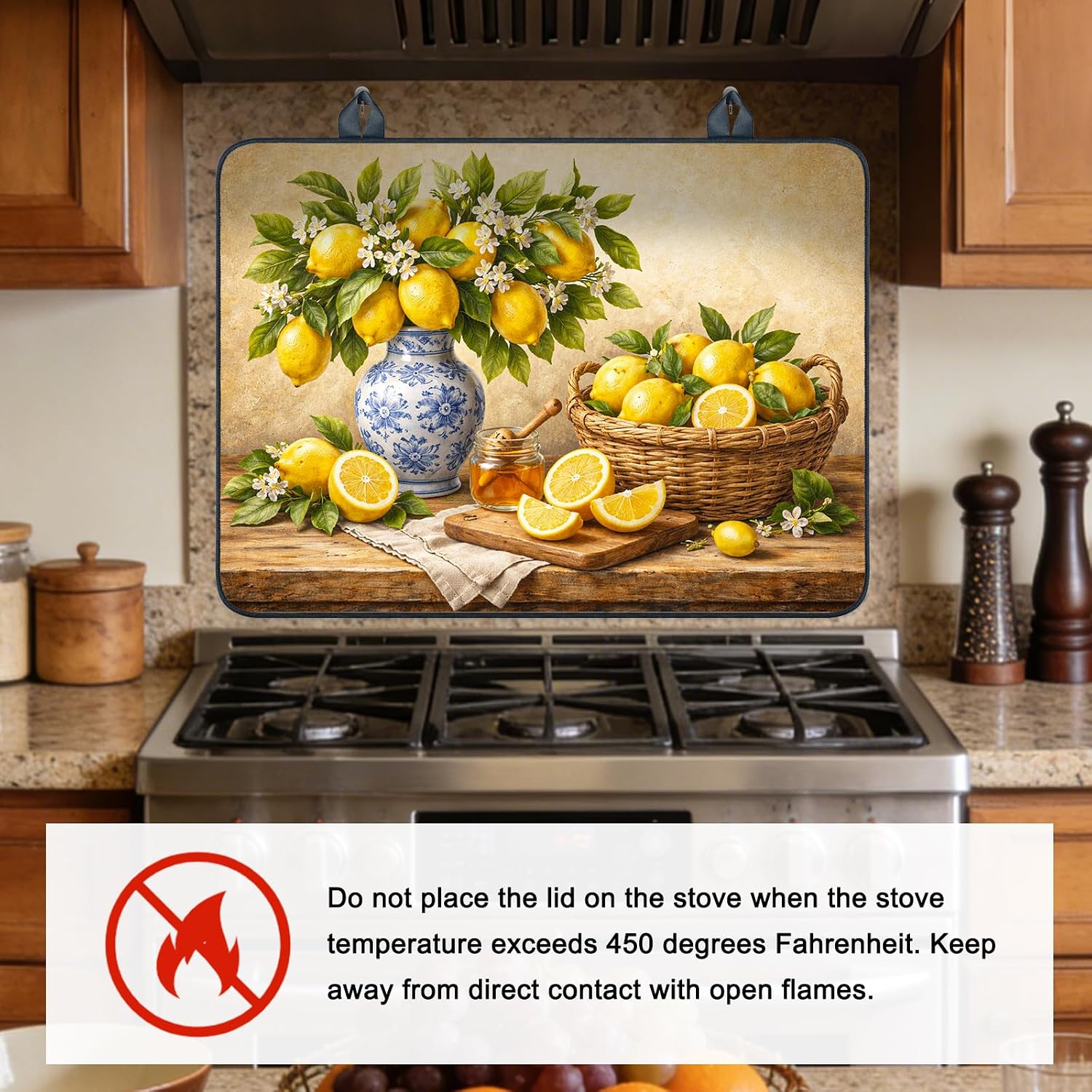 Detalle 2 de SEADER Lemon Stove Top Cover, 28.35 x 20.47-Inch Polyester Blend