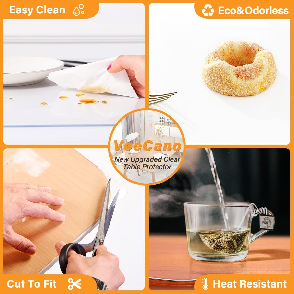 Thumbnail 2 de VeeCano 30x60 Inch Clear Table Cover Protector: Thick PVC Shield for Dining, Desk, and More