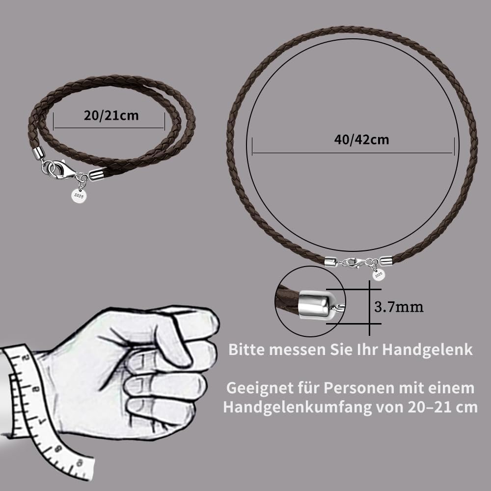 Thumbnail 5 de Viwind Lederarmband Damen Geflochten 34–36 cm