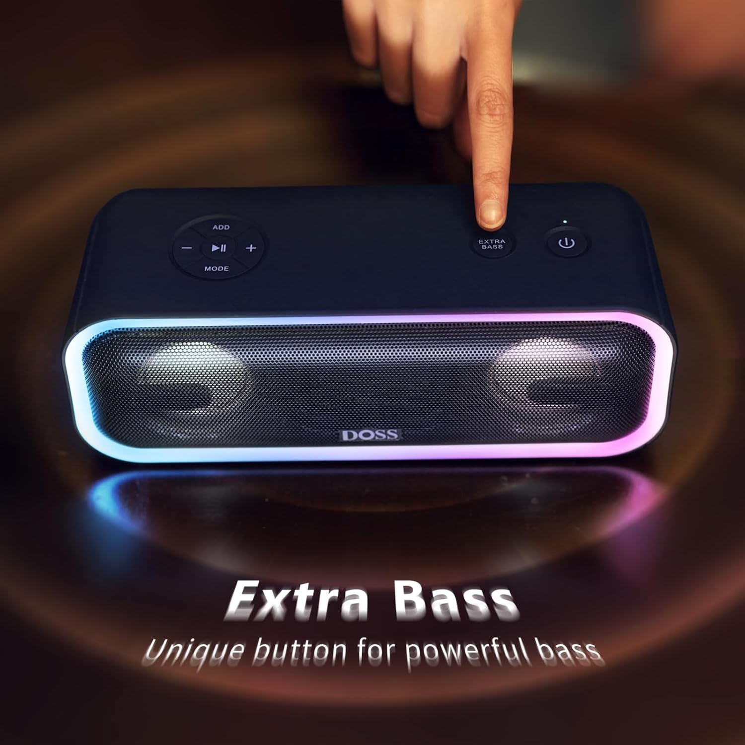 Thumbnail 2 de DOSS SoundBox Pro+ Bluetooth Speaker with Immersive 24W Stereo Sound, IPX6 Waterproof (Mixed Color Lights)