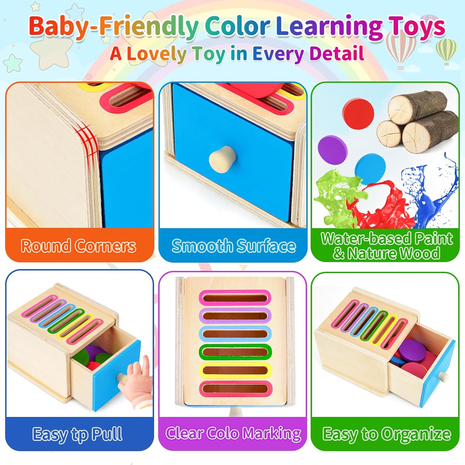 Detalle de FCSONU Montessori Coin Box Toy for 1-3 yrs