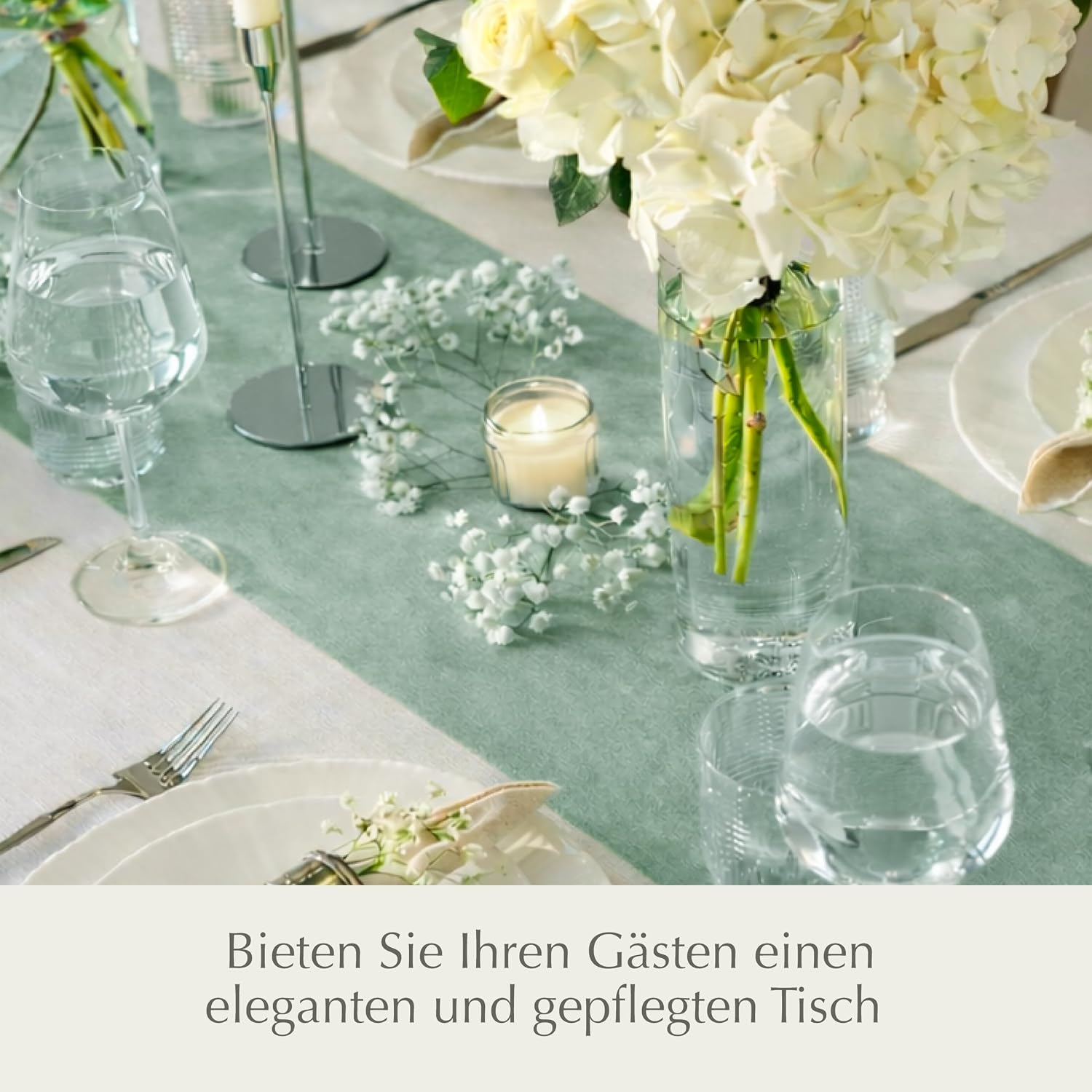 Thumbnail 6 de Twinzee Vlies-Tischläufer „Eukalyptus“ (30 cm x 25 m) für Tischdeko bei Hochzeit, Geburtstag & Outdoor