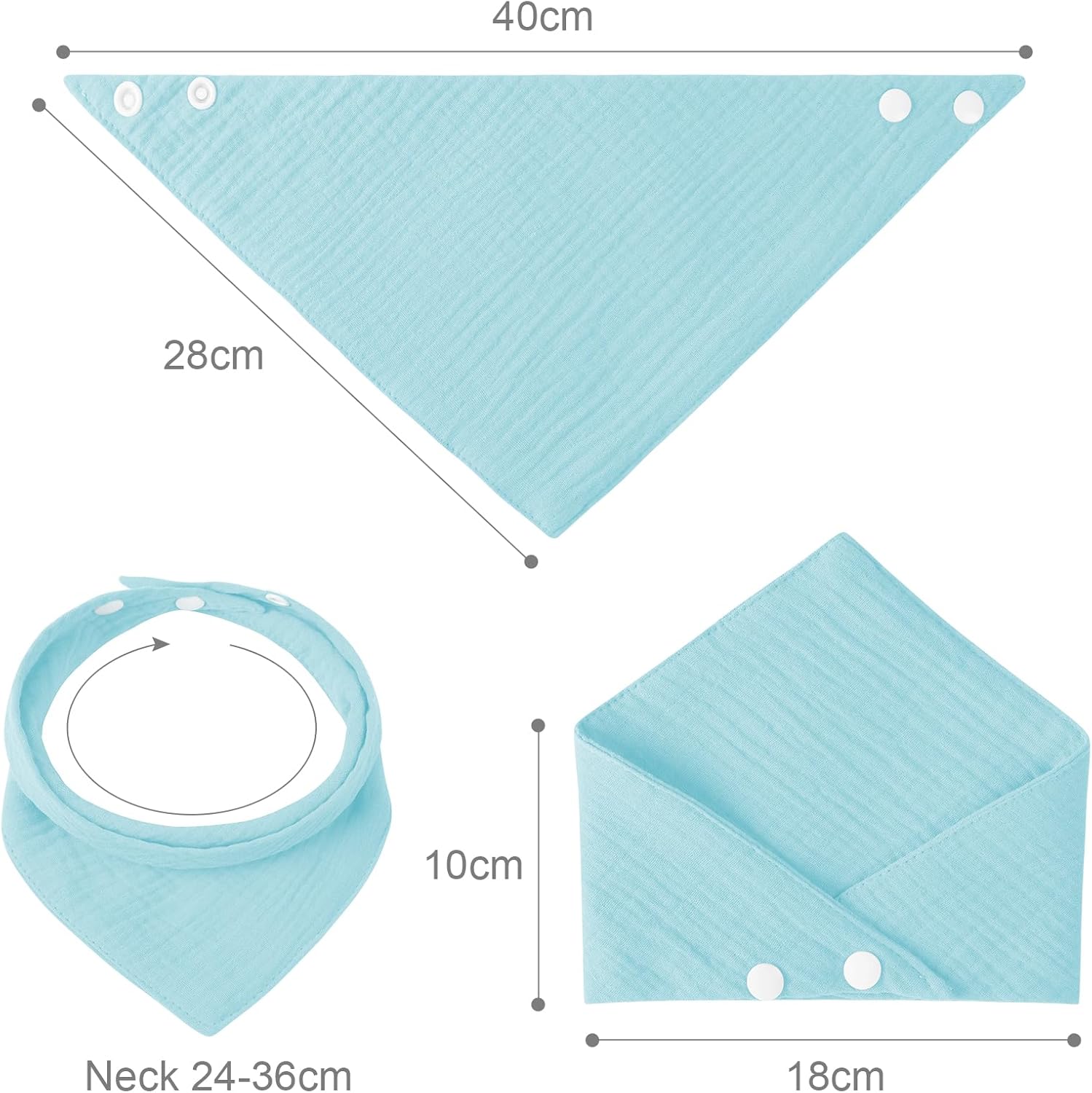 Thumbnail 1 de Vicloon Baby Bandana Dribble Bibs (8-Pack) with Adjustable Snaps in Blue/Green/Gray