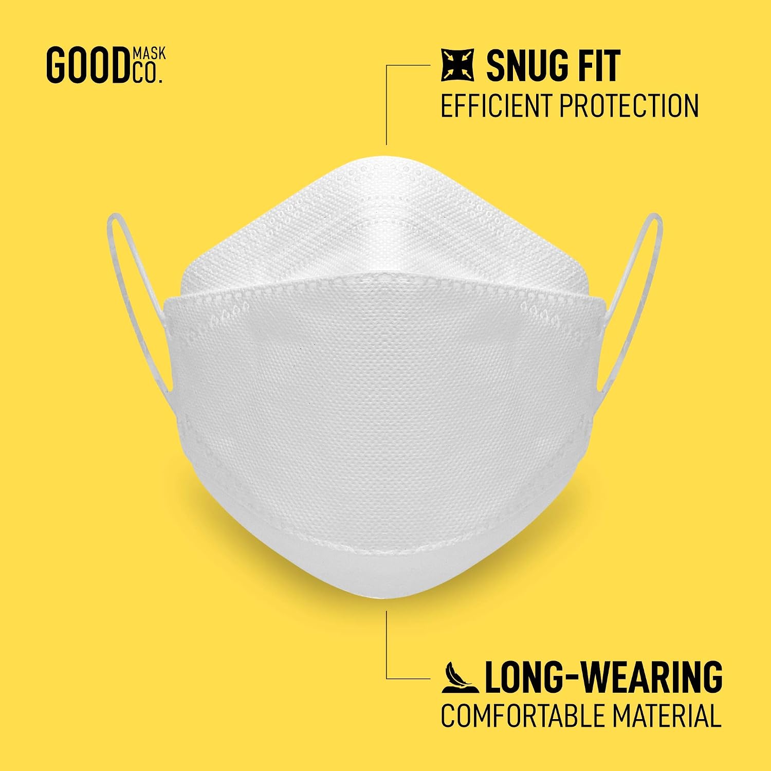 Detalle 2 de Good Mask Co. 8862 KN95 Disposable Face Masks, Folding, White, 25-Pack