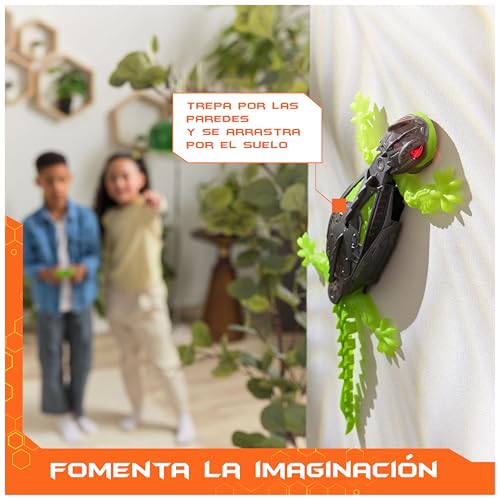 Detalle de HEX BOTS Wallcrawler Gecko, robot reptante con mando y luces para trepar por paredes (juguete 4 años+)