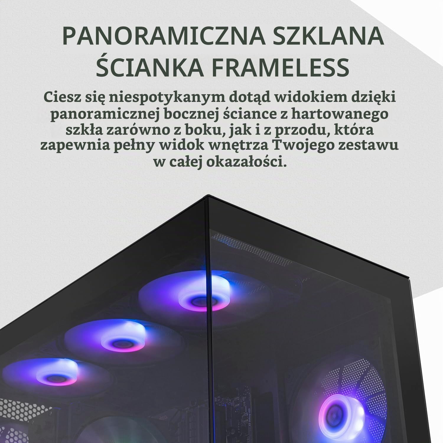 Detalle de NOX XTREME PRODUCTS NXHUMMERGLOCKBK – obudowa ATX z panoramicznym szkłem i 4 wentylatorami ARGB