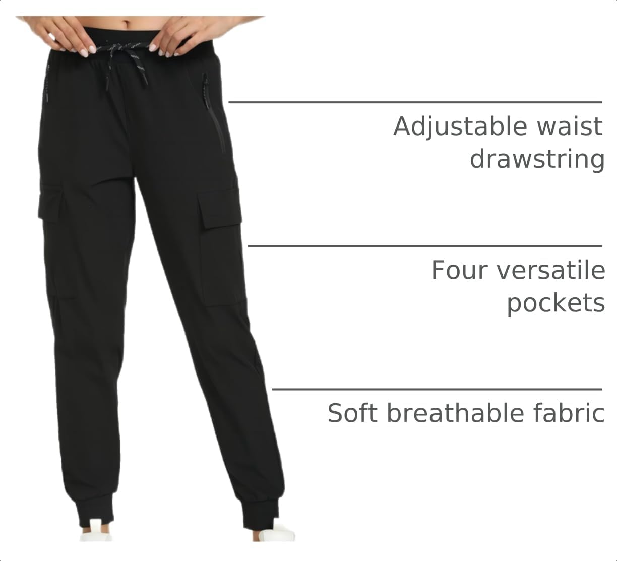 Detalle 2 de Rrosseyz Women's Cargo Hiking Pants, Lightweight, Quick-Dry, Water-Resistant