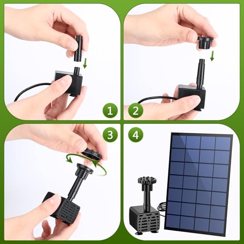 Detalle 2 de AISITIN Solarbrunnen 2,5 W DIY Teichpumpe mit 1,2 m Wasserleitung