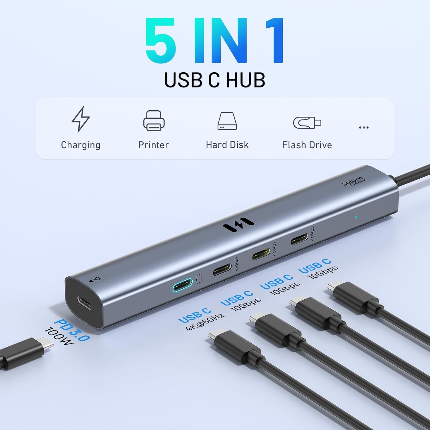 Detalle 2 de USB C Video Hub 10Gbps Adapter 4K@60Hz