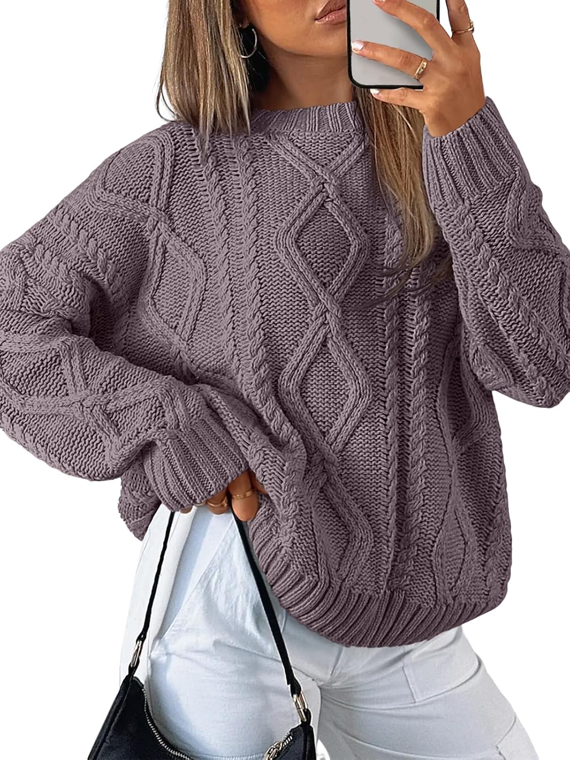 Thumbnail 5 de Trendy Queen Oversized Cable Knit Crewneck Sweater