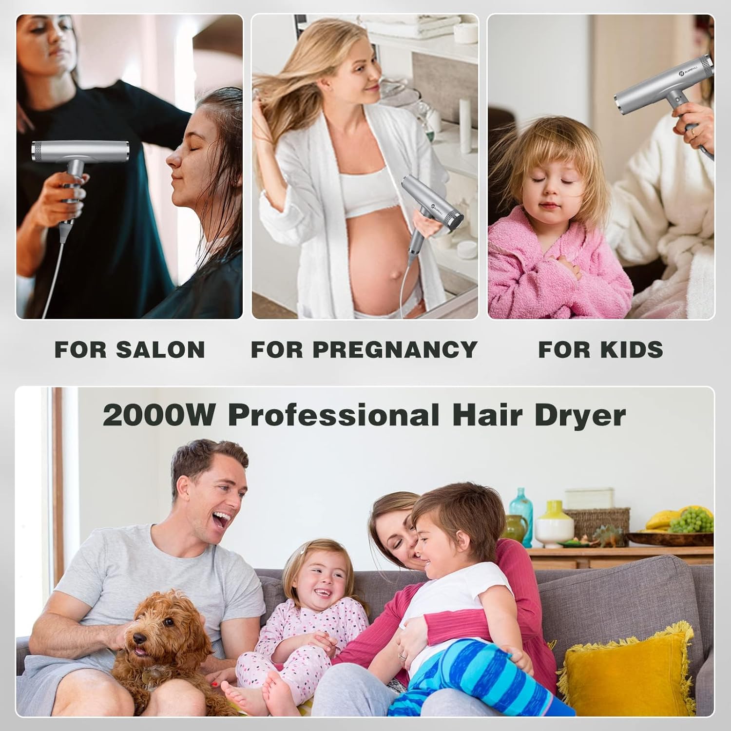 Thumbnail 5 de Slopehill Ionen-Haartrockner (110.000 RPM) mit bürstenlosem Motor – kompakt für Zuhause & Reisen (Hellgrau)