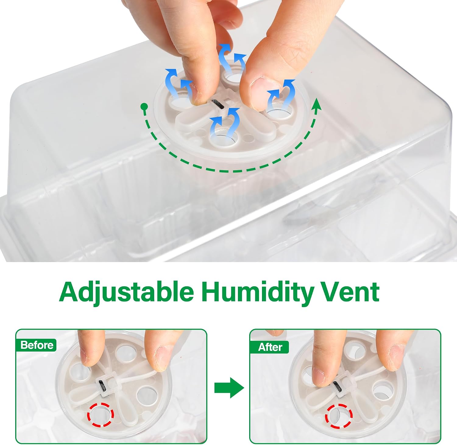 Thumbnail 6 de Bonviee No1 Seed Starter Trays, 60 Cells, 12-LED Grow Lights, Clear 5-Pack