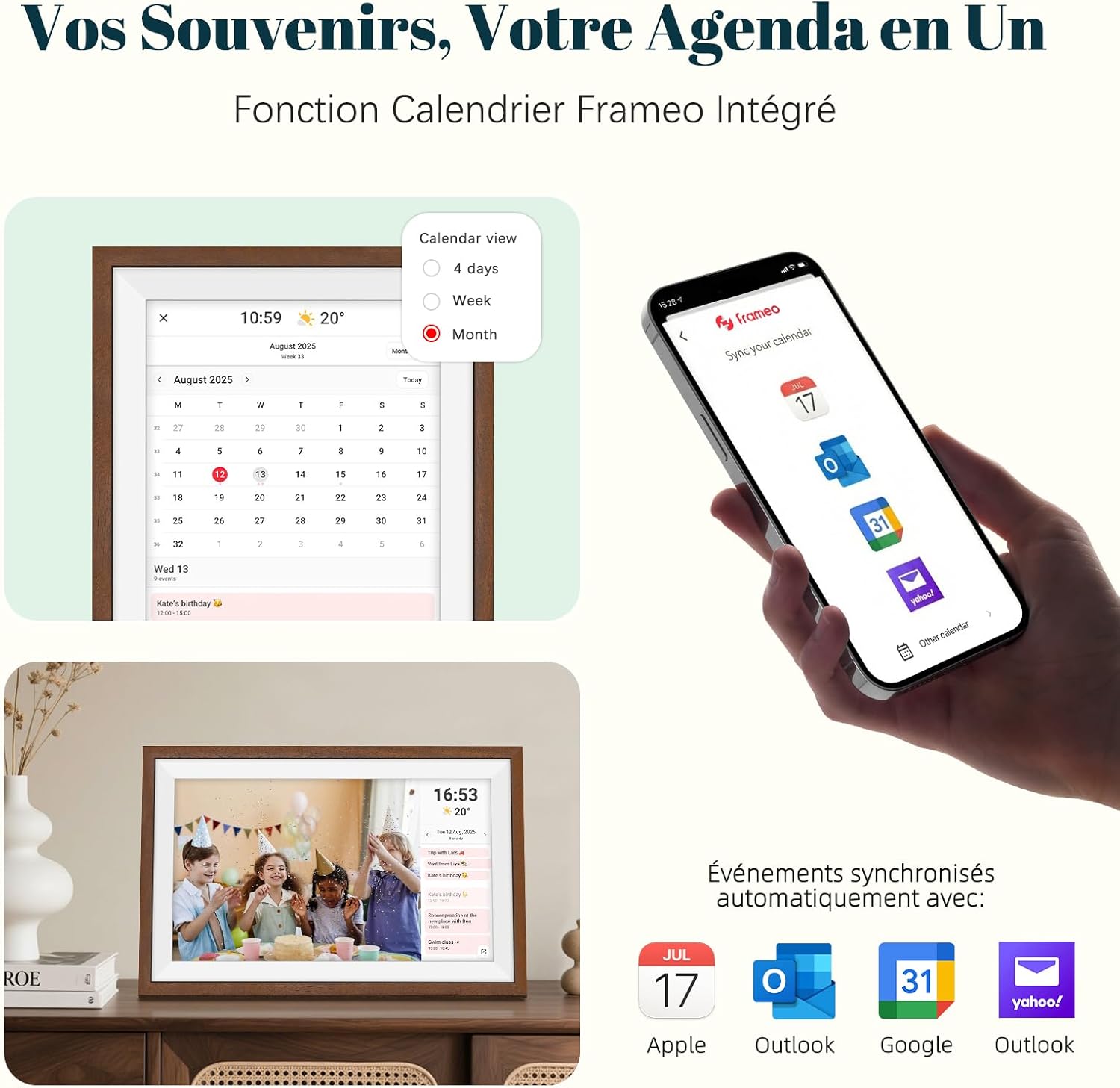 Thumbnail 3 de Frameo Cadre Photo Numérique 15.6" – Nogal, Écran IPS 1920x1080, 32Go, Partage via Frameo App/USB/SD