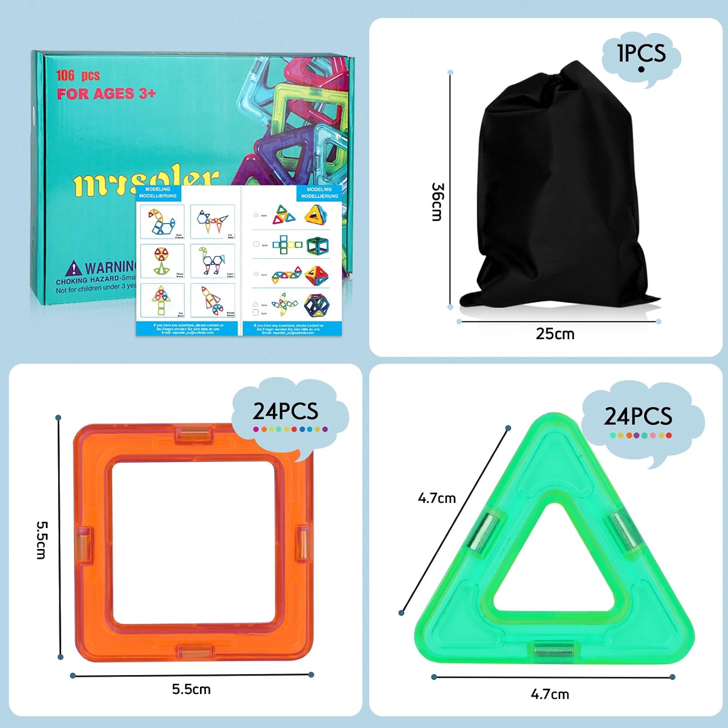 Detalle 2 de mysoler Magnetische Bausteine 48 Teile mini Spielzeug