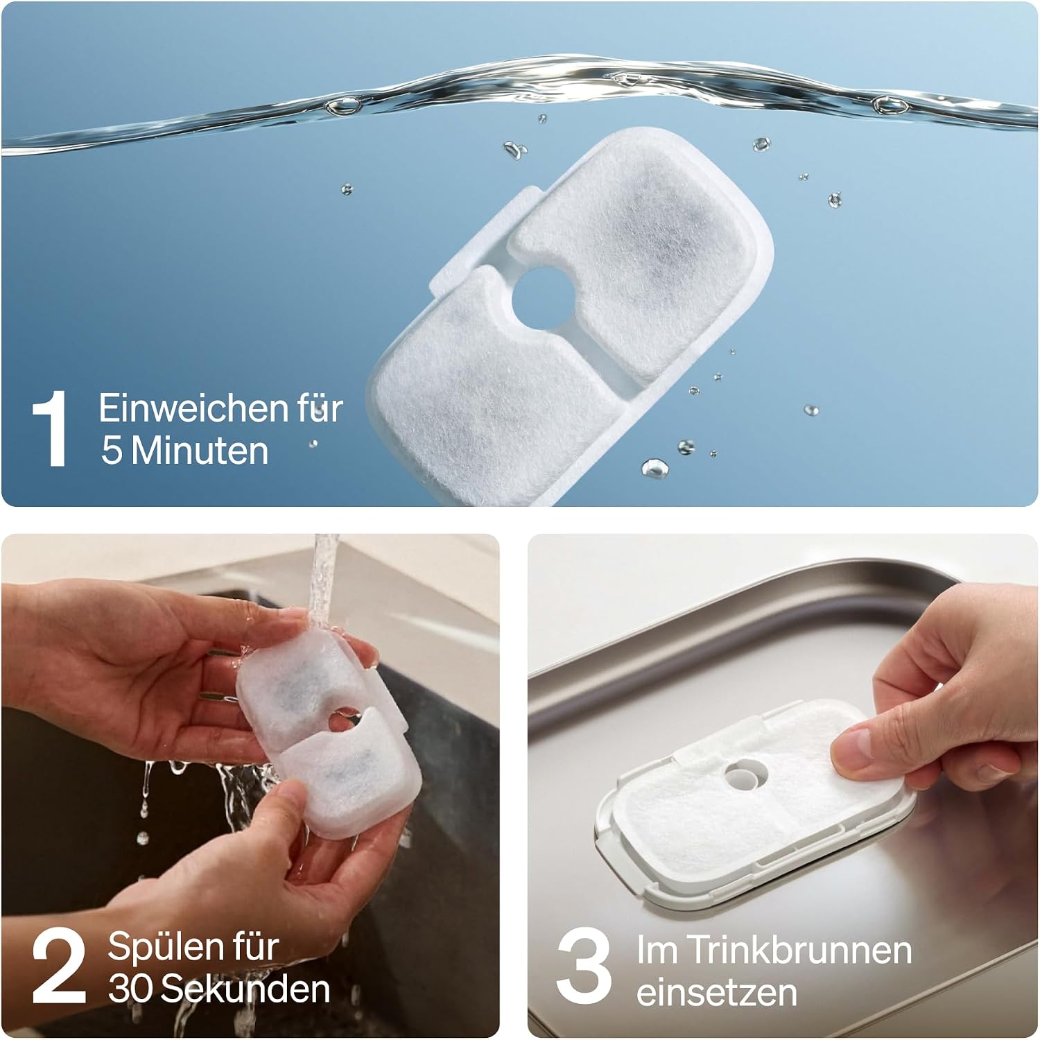 Thumbnail 6 de PETLIBRO Filter-Set für Dockstream Katzenbrunnen: 8 Ersatzfilter + 8 Vorfilterschwämme (4 Monate) für PLWF005/PLWF115/PLWF105/PLWF305