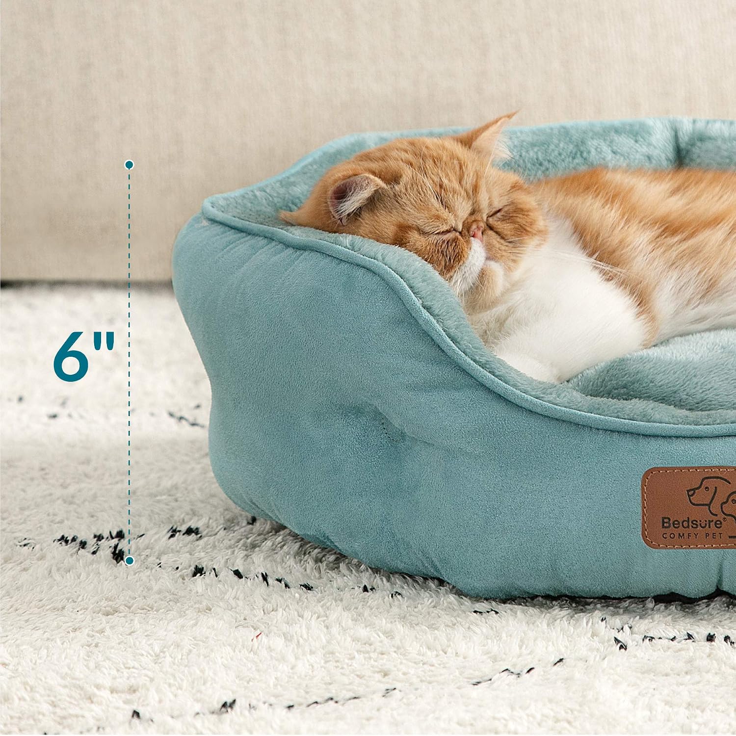 Detalle 2 de Bedsure B0B0P1E00LC2 Round Pet Bed, 20-Inch Plush Sherpa for Small Pets