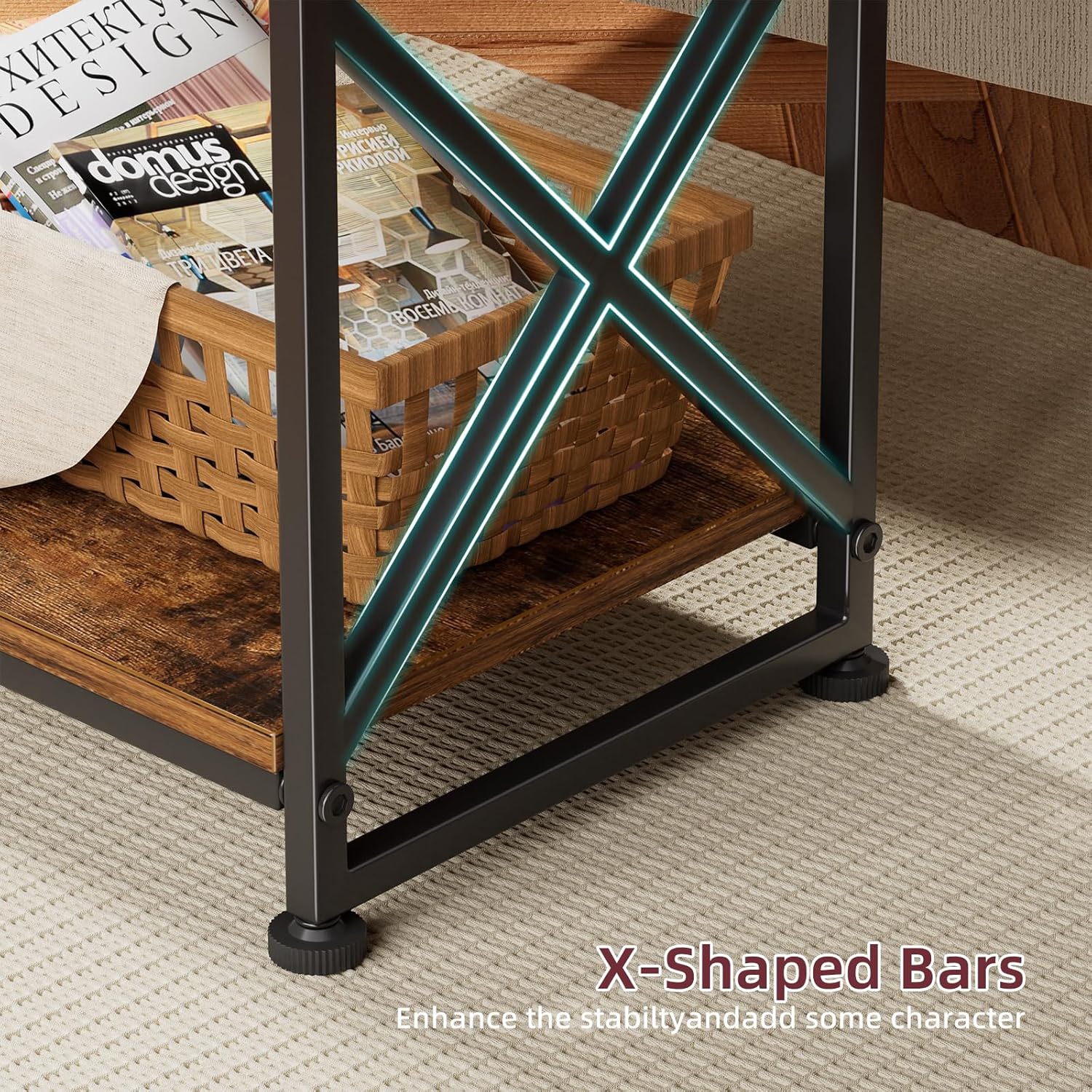 Thumbnail 4 de Simple Trending X-Frame 3-Shelf Accent Table — Rustic Brown